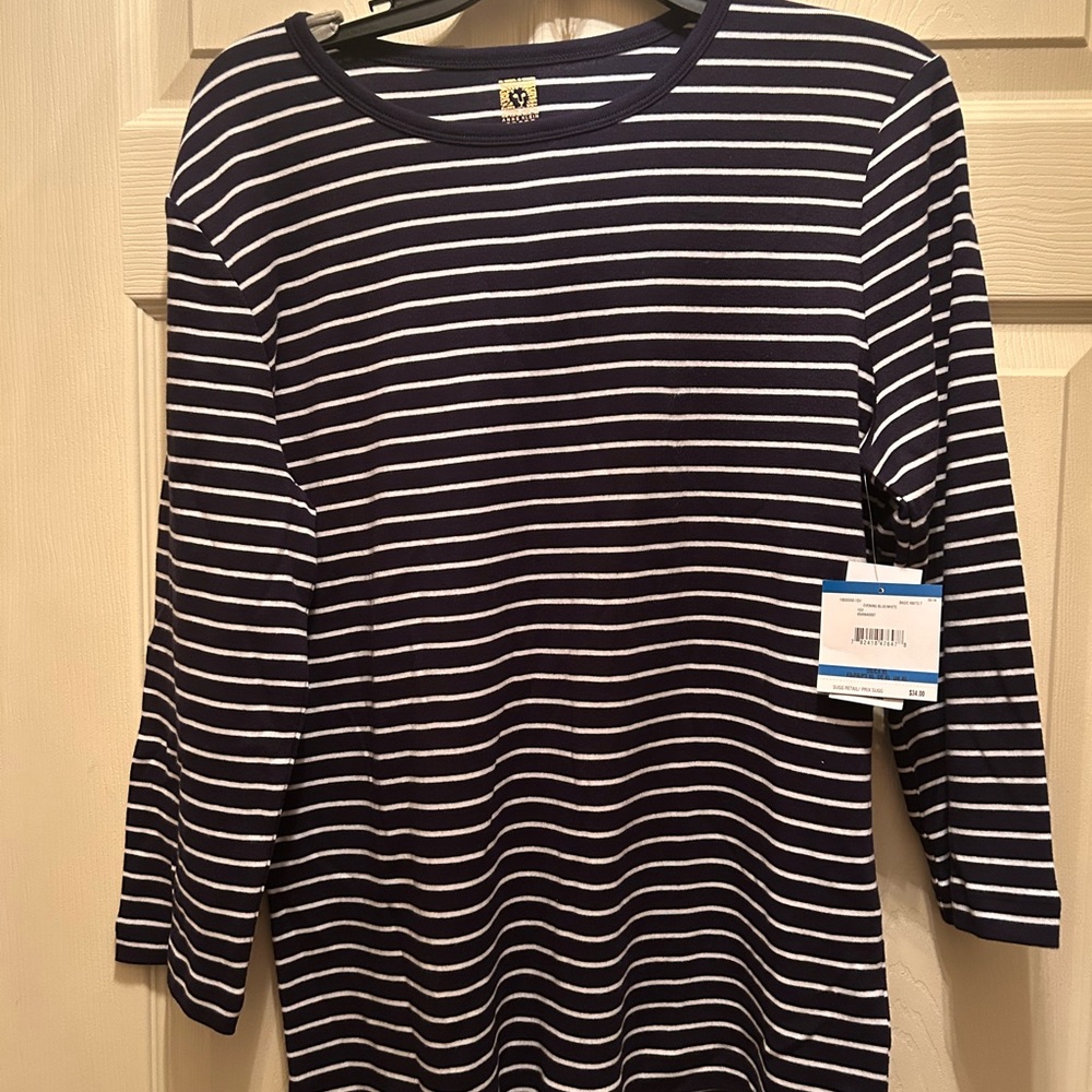 Navy and White Evening Striped Long Sleeve Top
